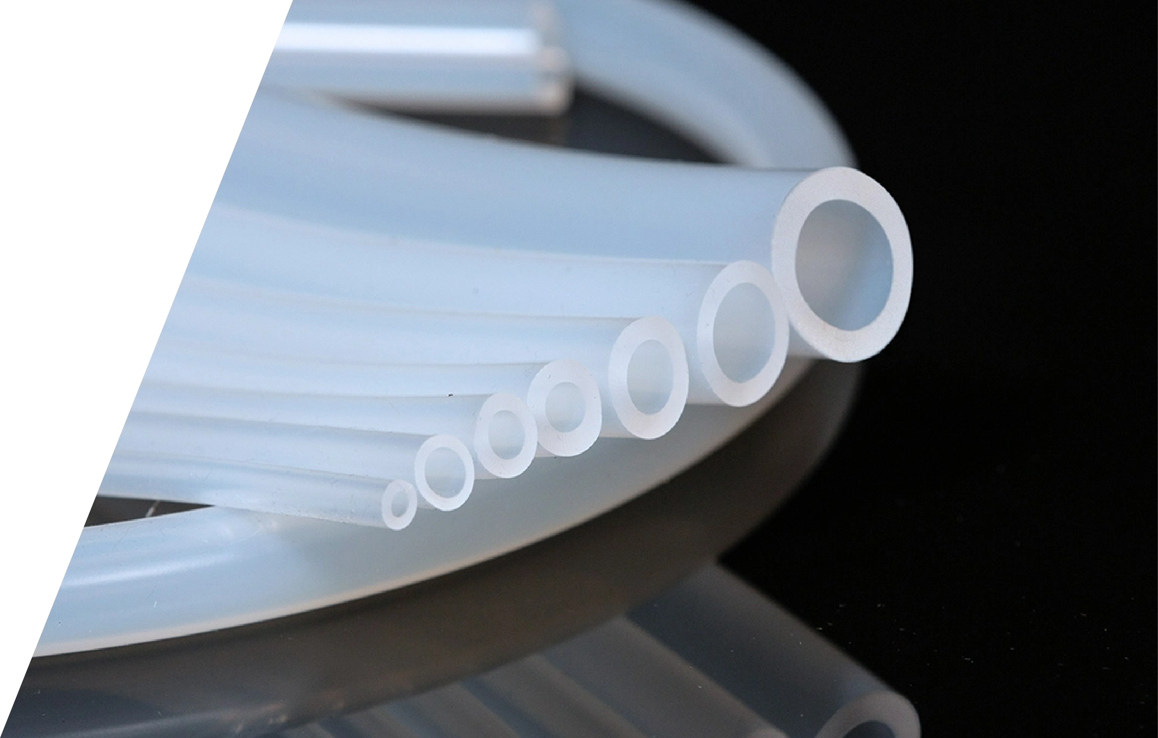 Close-up of tubing to showcase the various sizes and configurations ILC Dover offers